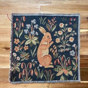 Three Tapestry panels with Rabbit, dog and squirrel each panel is 10”x10”